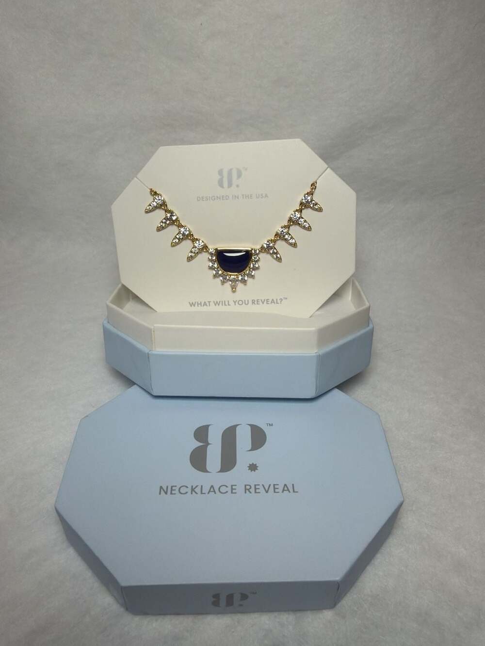 BP OG Half Moon Crescent Lapis Magnesite Gold